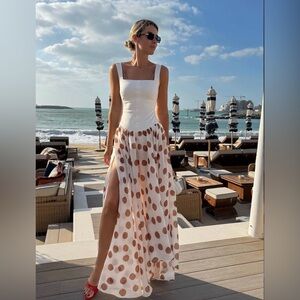 POST MERIDIEM Buttoned Asymmetrical Polka Dots Maxi DRESS. NEVER WORN.